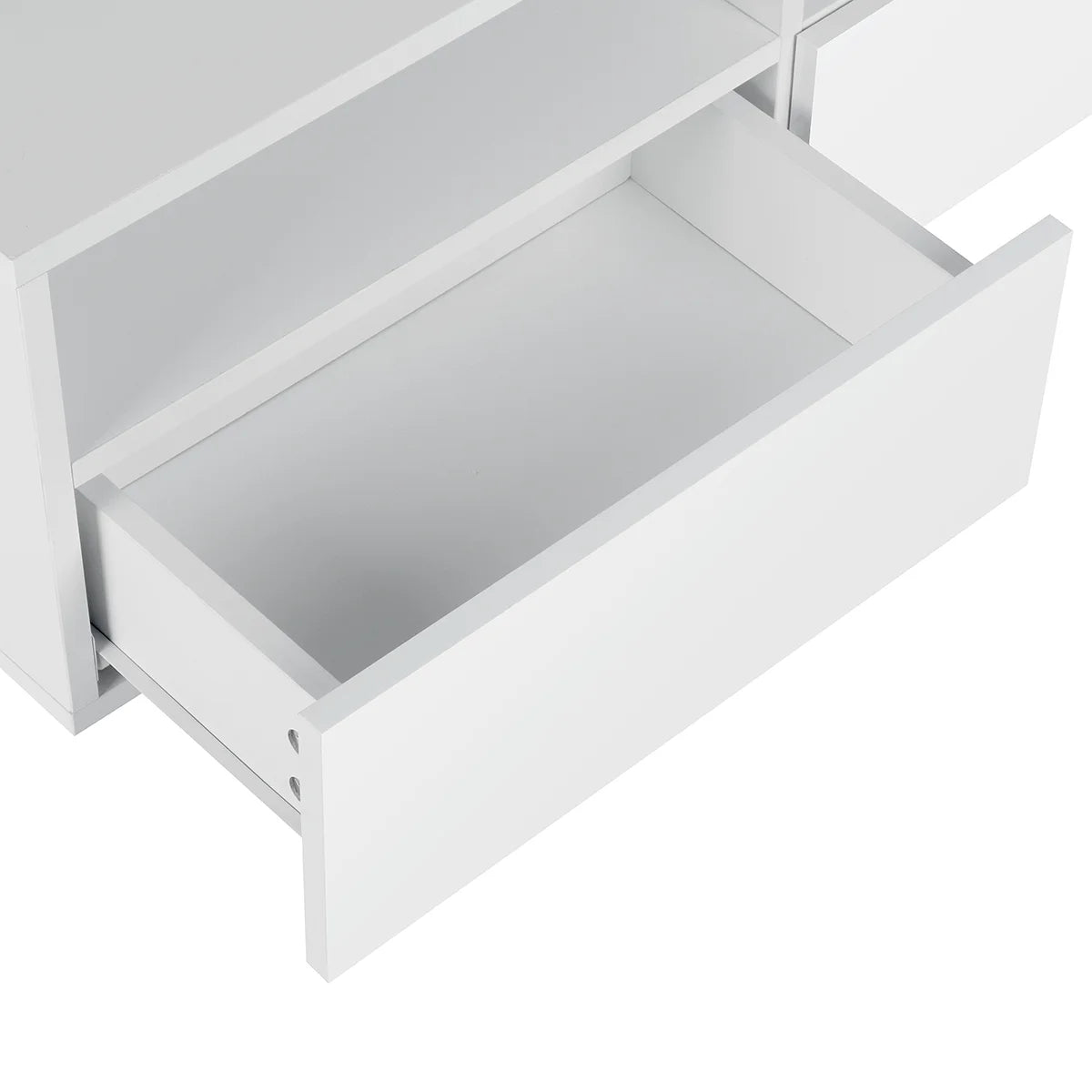 High Gloss White Coffee Table with 4 Drawers and Open Shelf LED Sofa Side End Tea Table Modern Center Tables with Storage