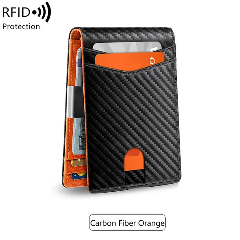 Minimalist Men'S RFID Blocking Multi-Functional Ultra-Thin 12-Card Wallet, Front Pocket Bi-Fold Solid Color Portable Card Holder