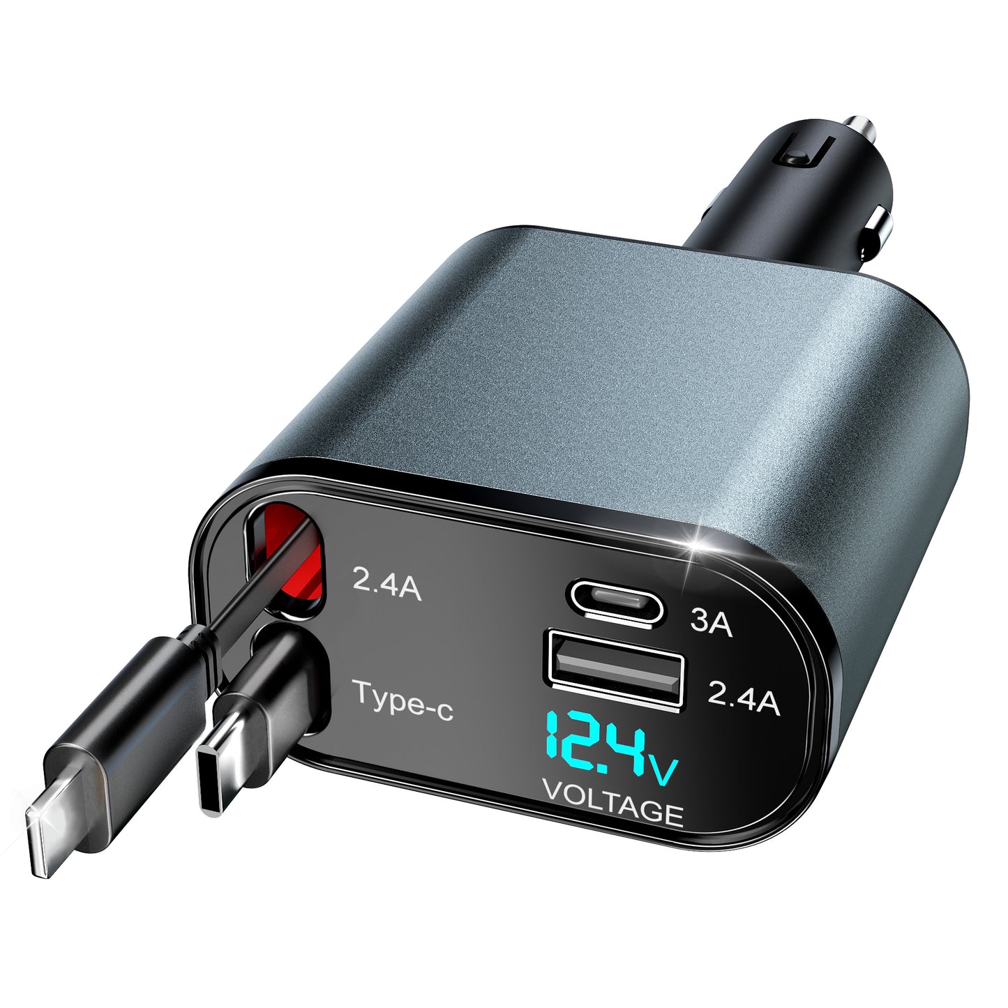 Retractable Car Charger, 66W 4 in 1 Fast Car Phone Charger with 2 Retractable Cables(31.5 Inch) & USB Car Charger, Compatible with Iphone 16/15/14/13/12/11,Ipad,Galaxy,Pixel