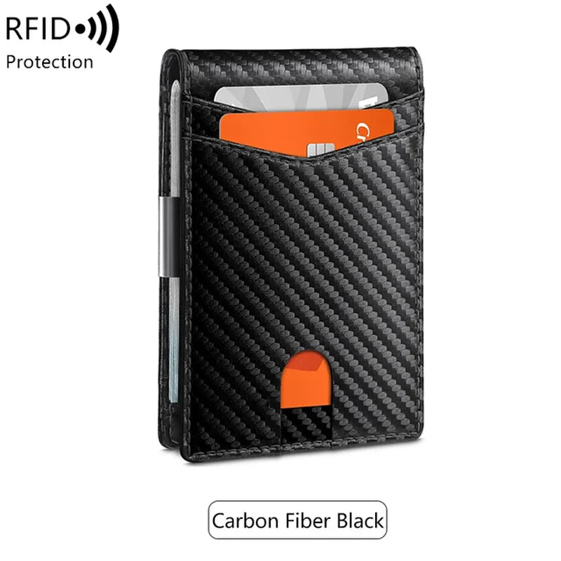 Minimalist Men'S RFID Blocking Multi-Functional Ultra-Thin 12-Card Wallet, Front Pocket Bi-Fold Solid Color Portable Card Holder