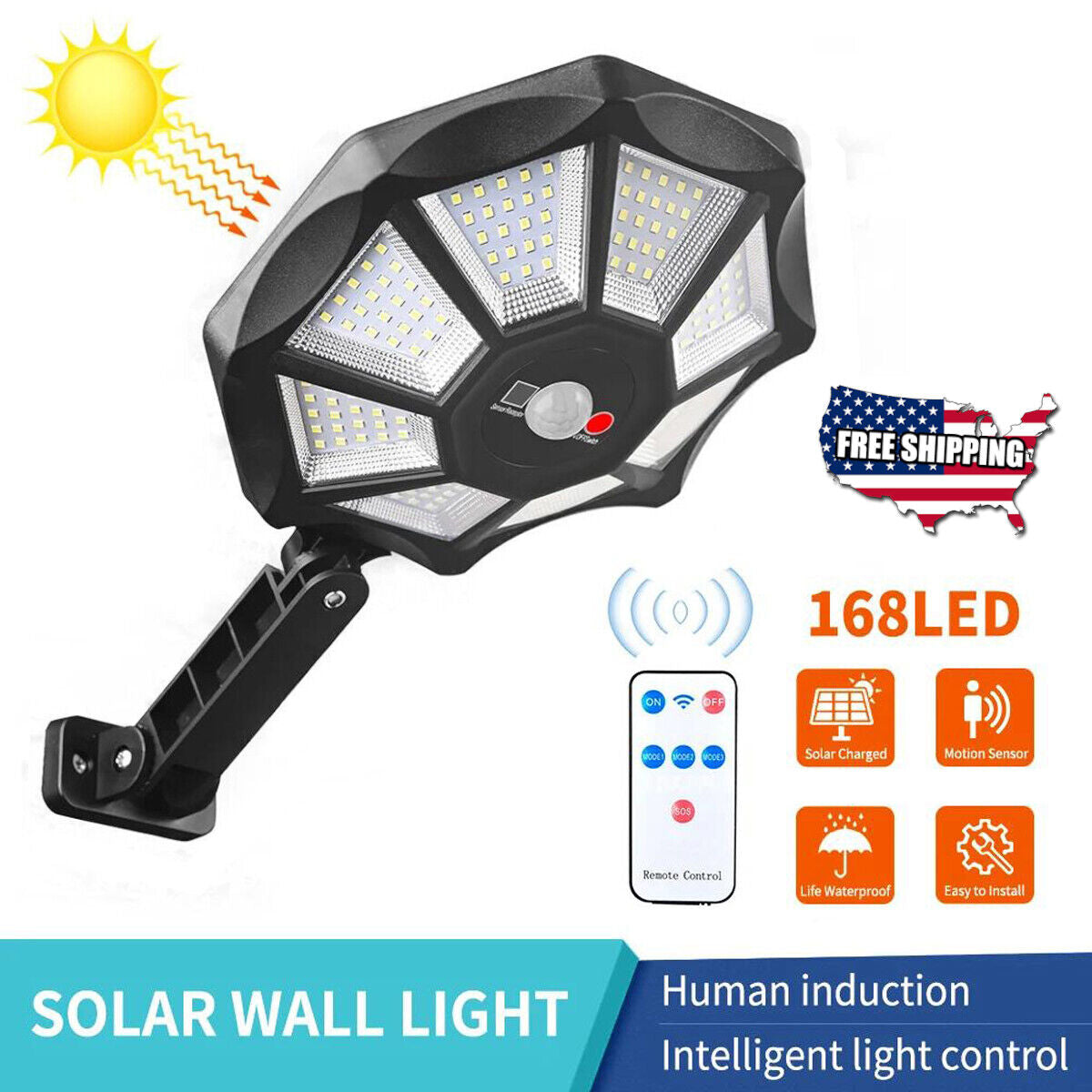 Solar Lights Outdoor Motion Sensor Led Light Waterproof Garden Yard Street Lamps