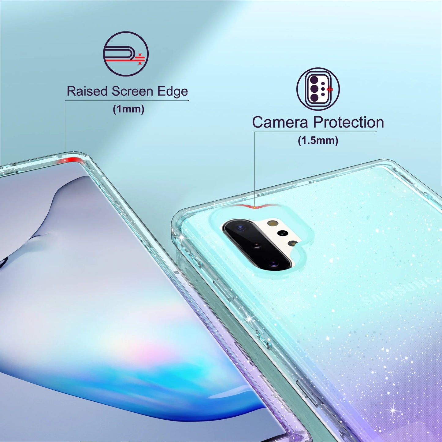 Samsung Galaxy Note 10 plus Case, Heavy Duty Shockproof Protective Phone Case for Samsung Galaxy Note 10+ 5G, Blue Purple