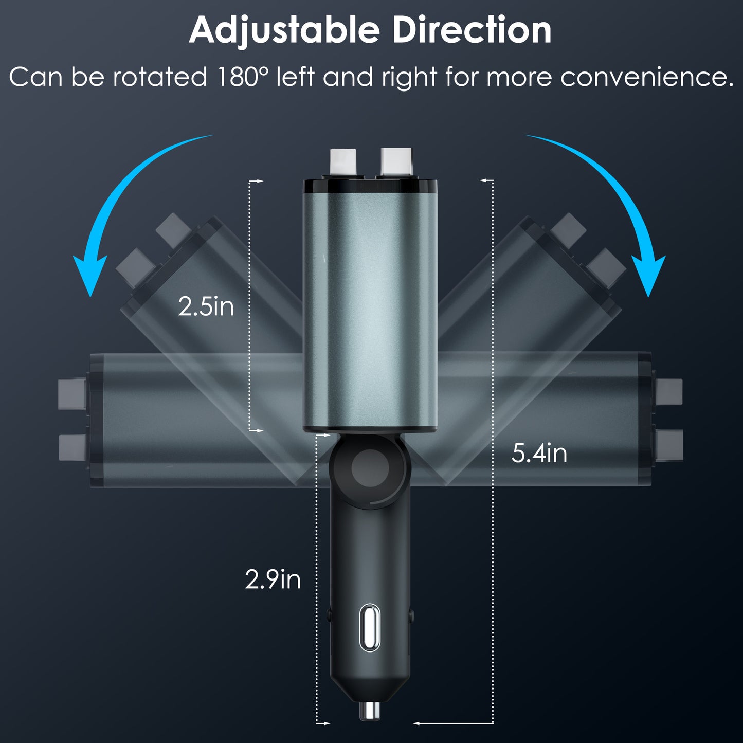 Retractable Car Charger, 66W 4 in 1 Fast Car Phone Charger with 2 Retractable Cables(31.5 Inch) & USB Car Charger, Compatible with Iphone 16/15/14/13/12/11,Ipad,Galaxy,Pixel