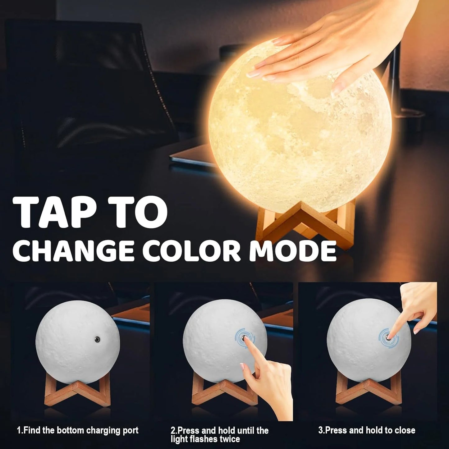 Moon Lamp for Adult Kids 4 Inch, 3D Moon Lights for Bedroom, Suitable as Kids Night Lights Bedroom Decorations