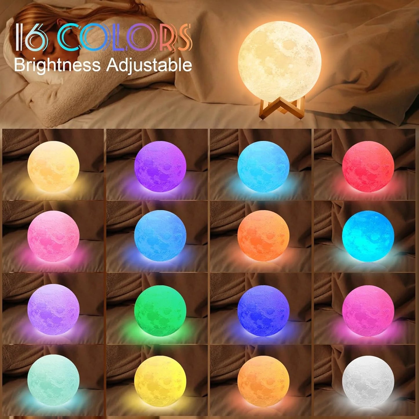 Moon Lamp for Adult Kids 4 Inch, 3D Moon Lights for Bedroom, Suitable as Kids Night Lights Bedroom Decorations
