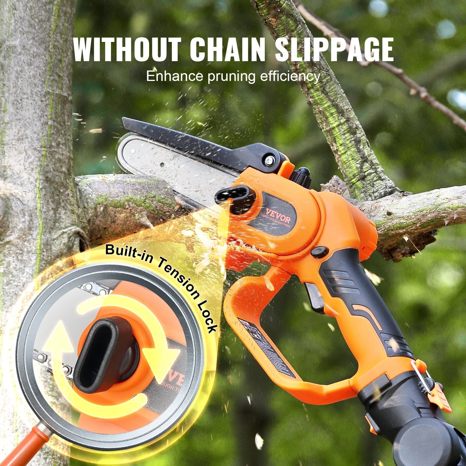 VEVOR 2-In-1 Cordless Pole Saw & Mini Chainsaw, 20V 4Ah Battery Pole Chainsaw, 5 Cutting Capacity 8 Ft Reach Pole Saw for Branch Cutting & Tree Trimming (Battery and Blade Cover Included)