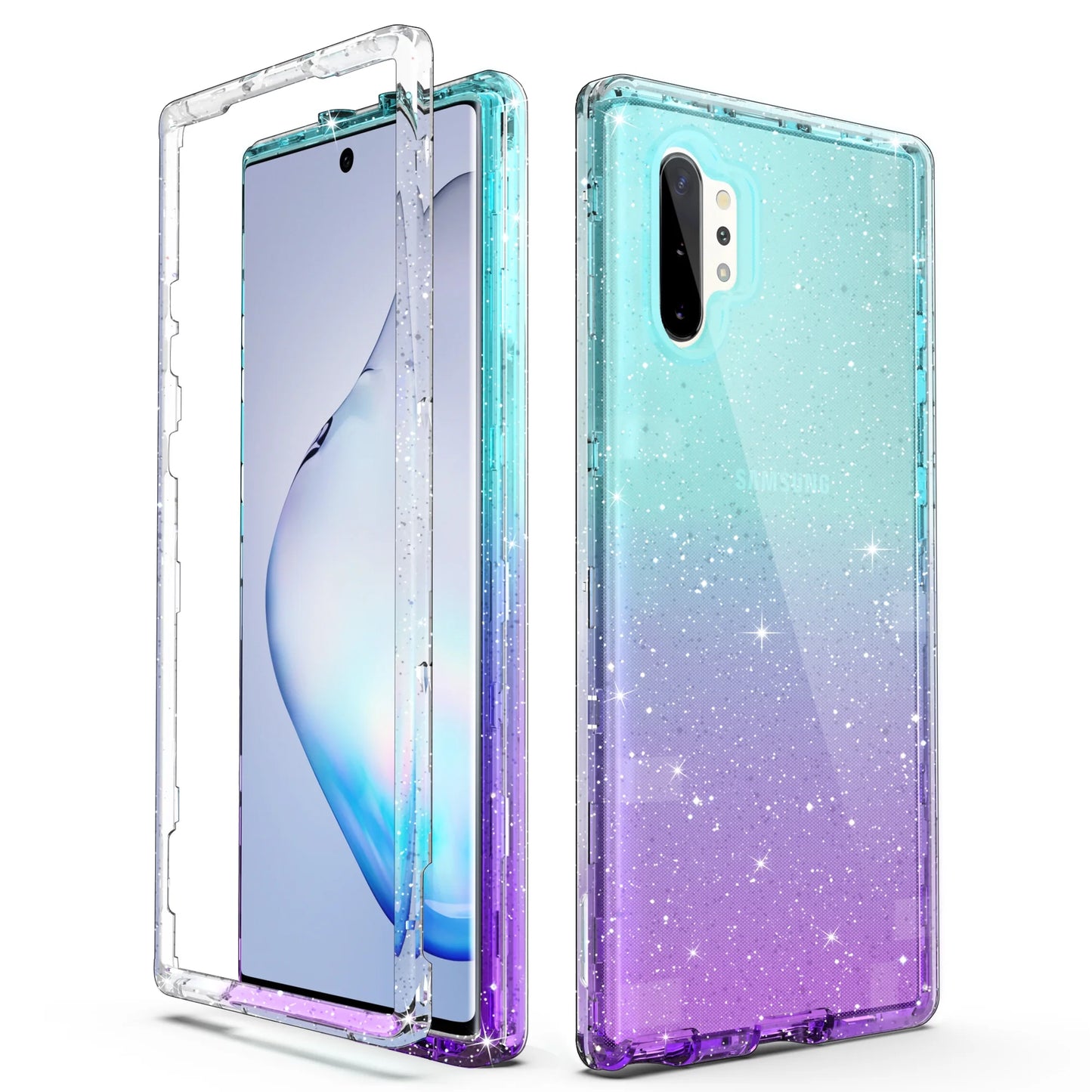 Samsung Galaxy Note 10 plus Case, Heavy Duty Shockproof Protective Phone Case for Samsung Galaxy Note 10+ 5G, Blue Purple