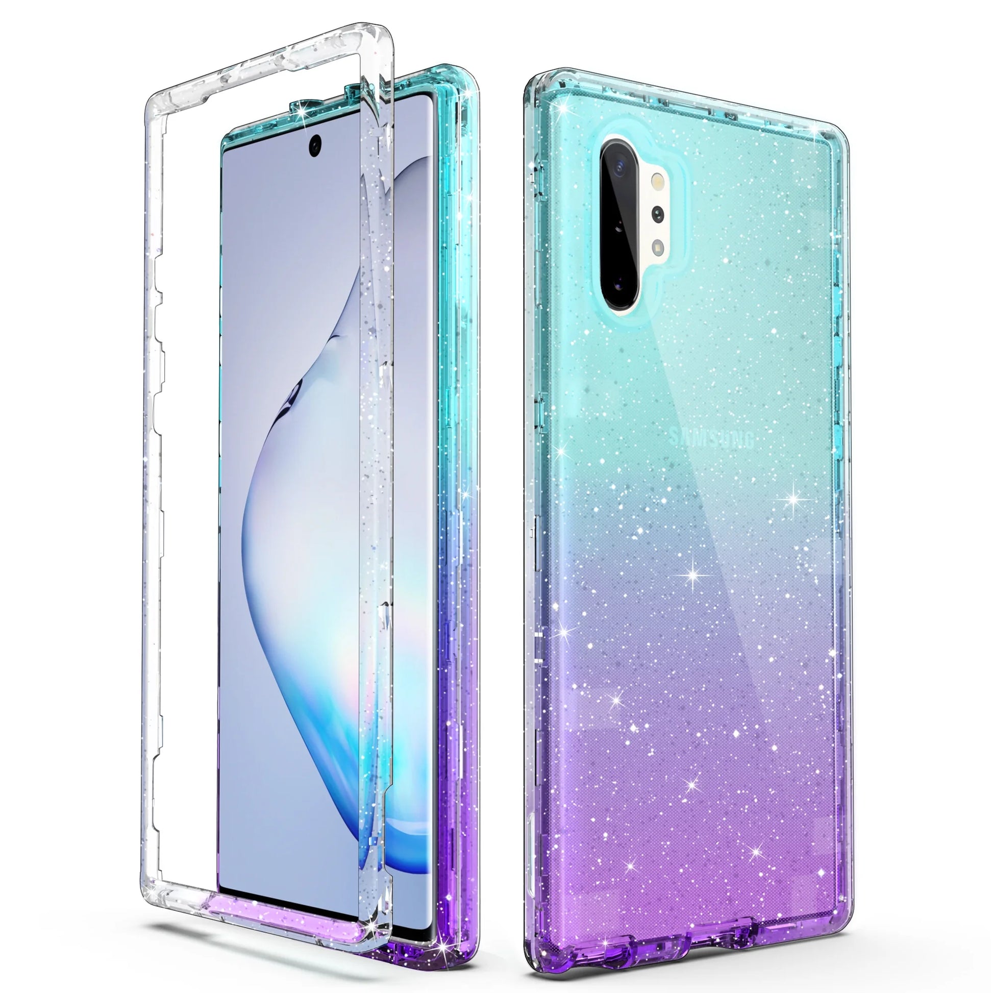 Samsung Galaxy Note 10 plus Case, Heavy Duty Shockproof Protective Phone Case for Samsung Galaxy Note 10+ 5G, Blue Purple
