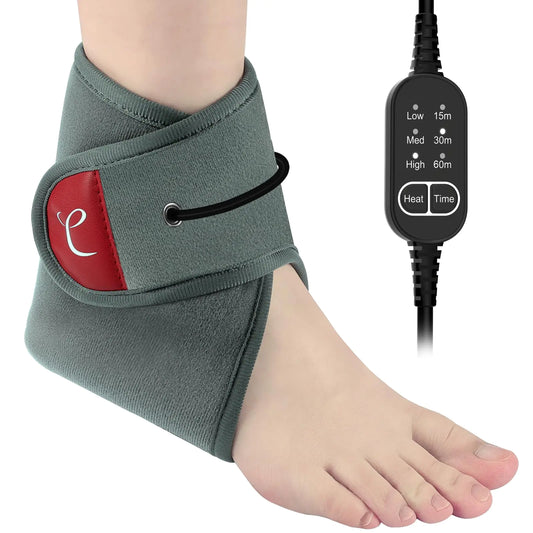 Comfytemp Ankle Heating Pad for Achilles Tendonitis USB Wearable Heating Pad for Feet with 3 Heat and Time Settings Electric Heated Ankle Wrap for Sprained Ankle Heel Pain Relief Plantar Fasciitis