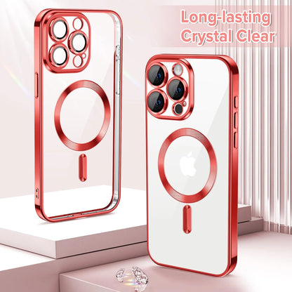 Transparent Phone Case for Apple Iphone 13 Clear Magnetic Case, [Yellow Resistant] Slim Fit Shockproof Transparent Crystal Clear Magnetic Case for Apple Iphone 13, Red
